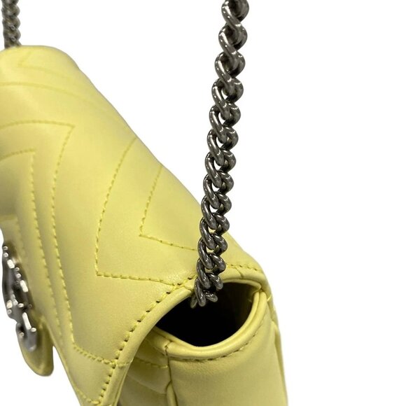 Auth GUCCI GG Marmont Quilted Leather Super Mini Bag 476433 Yellow Light Leather - Picture 7 of 16